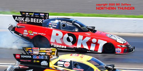 (near lane) J.R. Todd vs (far lane) Alexis DeJoria